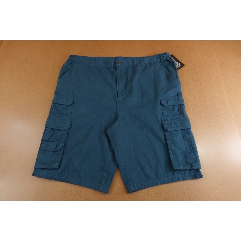 Boulder Creek Mens 44 Big Dark Teal Elastic Waist 12" Inseam Cargo Shorts NWT